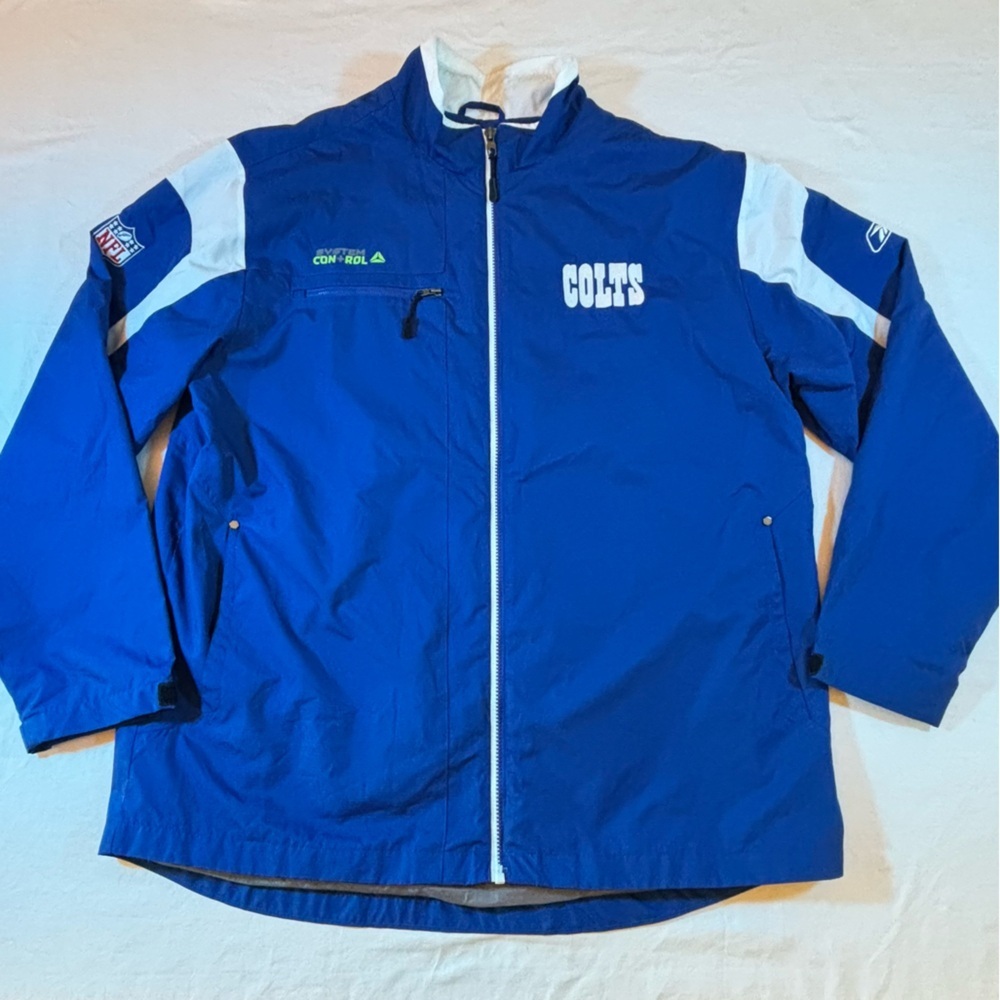 Vintage Reebok NFL Colts Sideline Jacket Blue White Men’s XL Authentic
